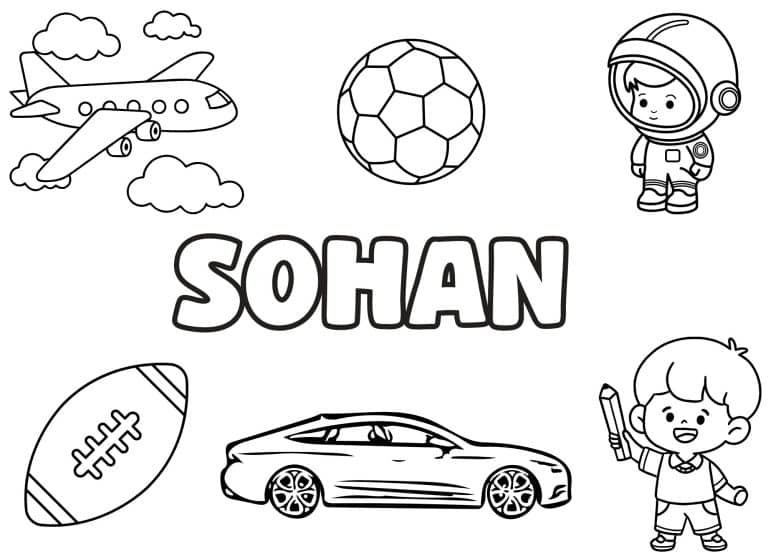 Coloriage prenom Sohan simple - dessin gratuit &agrave; imprimer