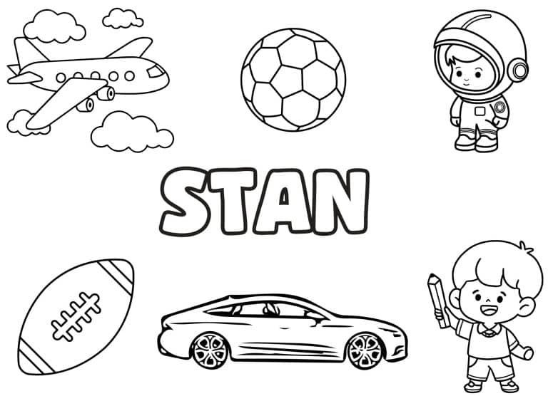 Coloriage prenom Stan simple - dessin gratuit &agrave; imprimer