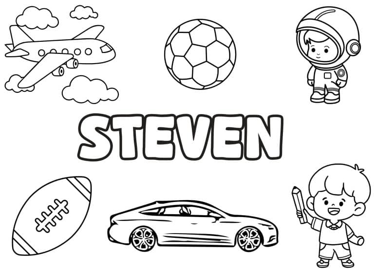 Coloriage prenom Steven simple - dessin gratuit &agrave; imprimer