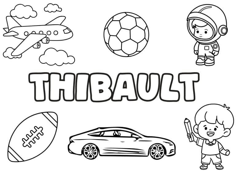 Coloriage prenom Thibault simple - dessin gratuit &agrave; imprimer