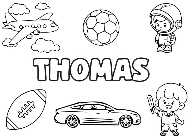Coloriage prenom Thomas simple - dessin gratuit &agrave; imprimer