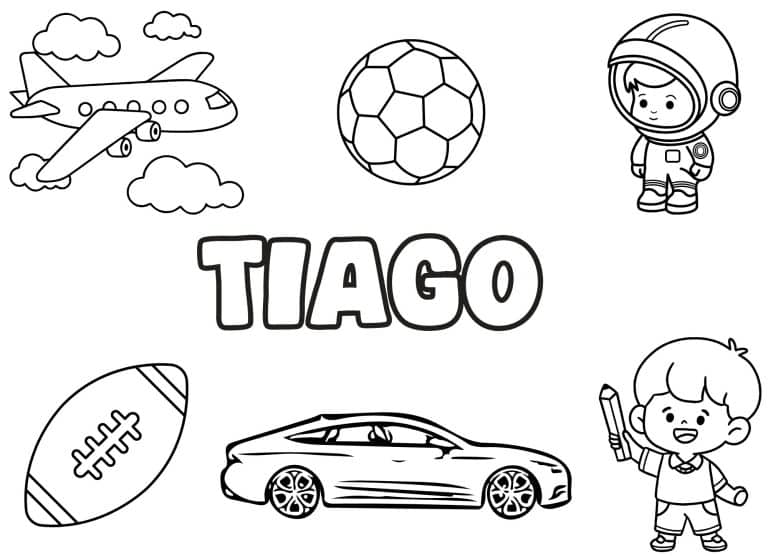 Coloriage prenom Tiago simple - dessin gratuit &agrave; imprimer