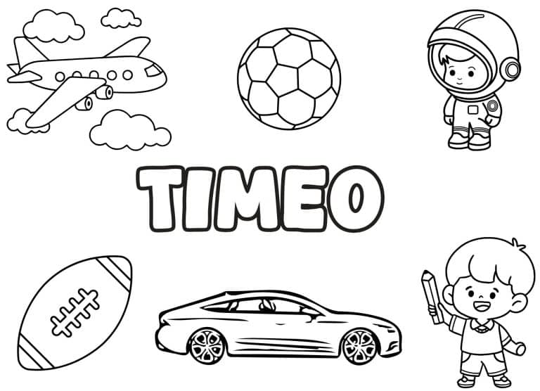 Coloriage prenom Timeo simple - dessin gratuit &agrave; imprimer