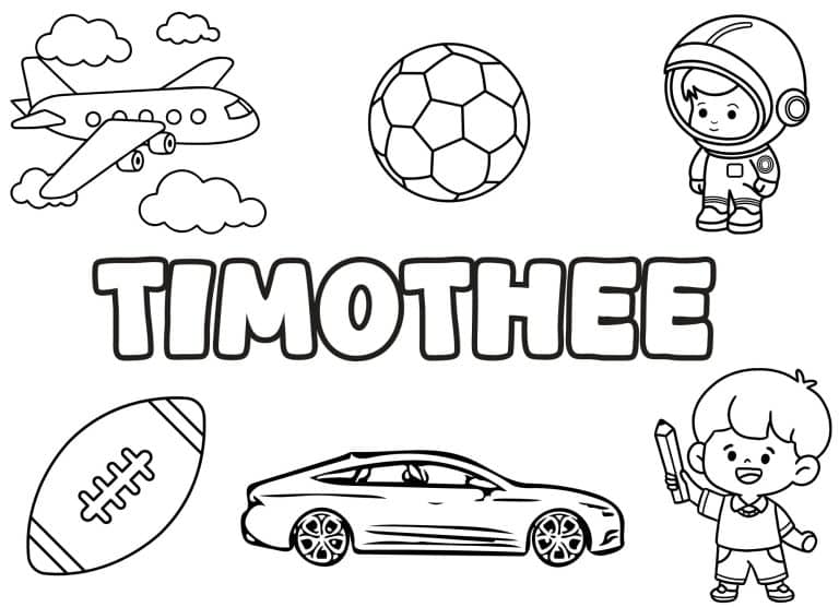 Coloriage prenom Timothee simple - dessin gratuit &agrave; imprimer