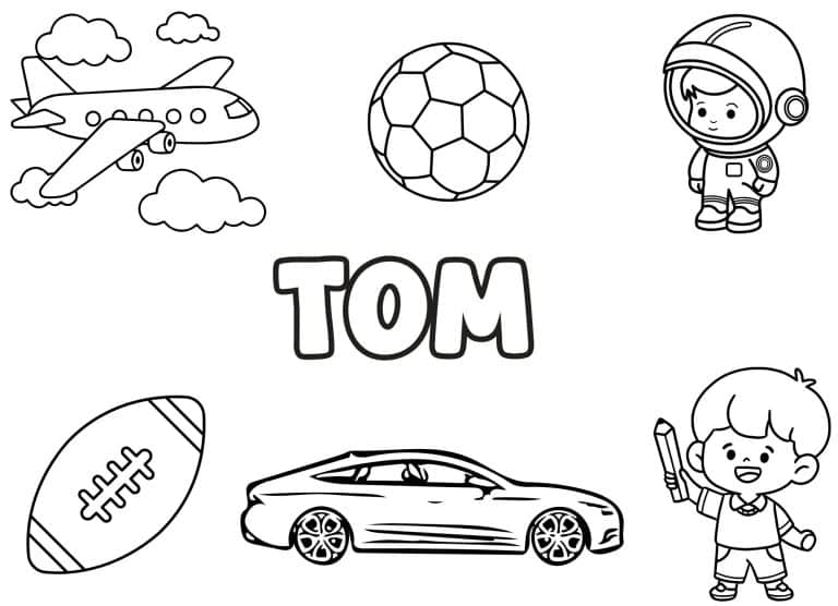 Coloriage prenom Tom simple - dessin gratuit &agrave; imprimer