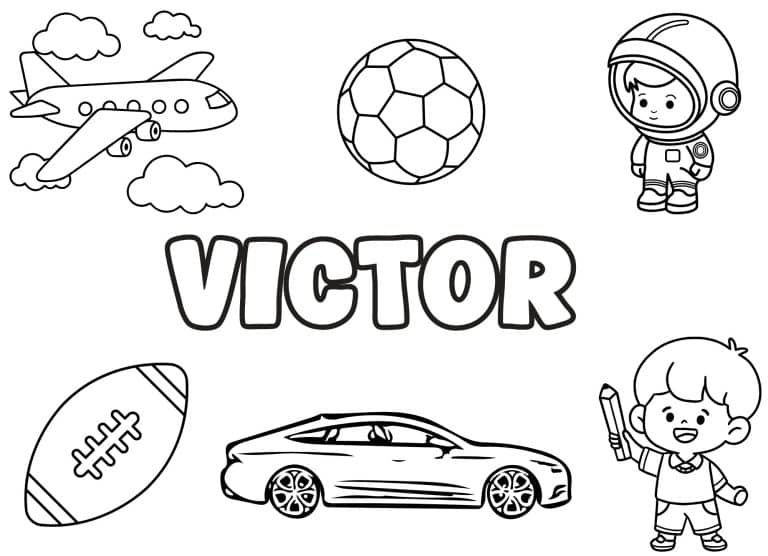 Coloriage prenom Victor simple - dessin gratuit &agrave; imprimer