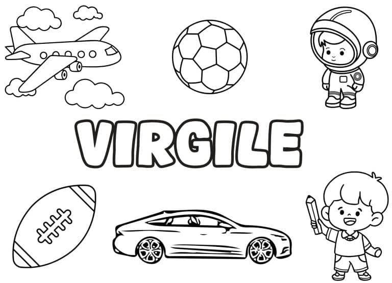 Coloriage prenom Virgile simple - dessin gratuit &agrave; imprimer