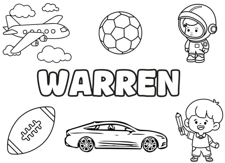 Coloriage prenom Warren simple - dessin gratuit &agrave; imprimer