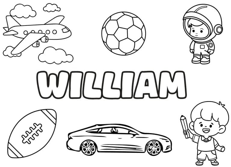 Coloriage prenom William simple - dessin gratuit &agrave; imprimer