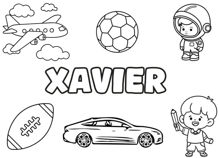 Coloriage prenom Xavier simple - dessin gratuit &agrave; imprimer