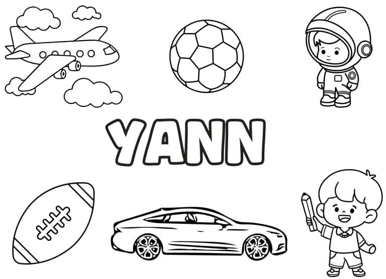 Coloriage prenom Yann simple - dessin gratuit &agrave; imprimer