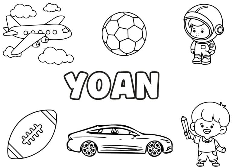 Coloriage prenom Yoan simple - dessin gratuit &agrave; imprimer