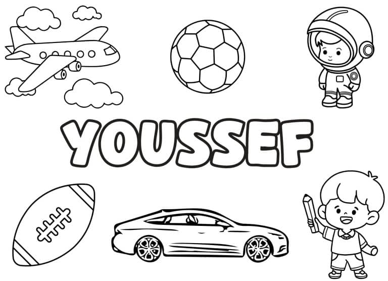 Coloriage prenom Youssef simple - dessin gratuit &agrave; imprimer
