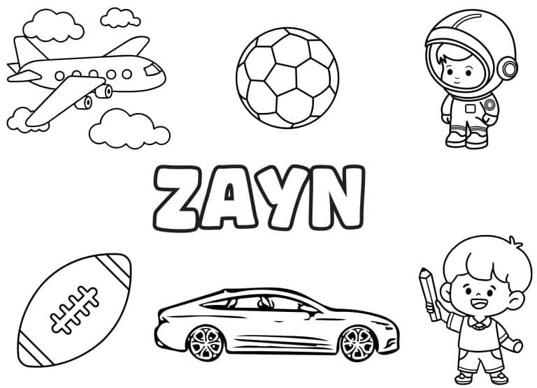 Coloriage prenom Zayn simple - dessin gratuit &agrave; imprimer