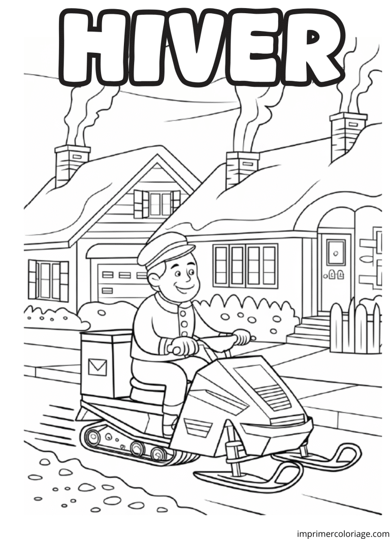 Coloriage scooter des neiges hiver - dessin gratuit &agrave; imprimer