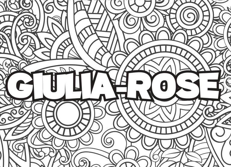 Prenom Giulia Rose Coloriage mandala - dessin gratuit &agrave; imprimer