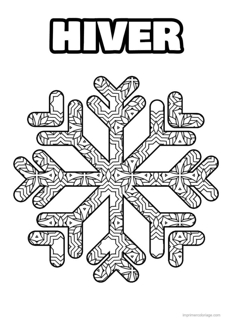 coloriage coloriage hiver mandala flocon branches doubles motifs - dessin gratuit &agrave; imprimer