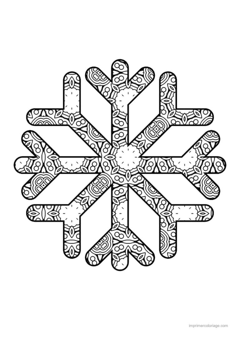 coloriage coloriage hiver mandala flocon branches larges motifs - dessin gratuit &agrave; imprimer