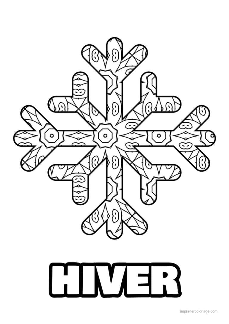 coloriage coloriage hiver mandala flocon branches motifs losanges - dessin gratuit &agrave; imprimer