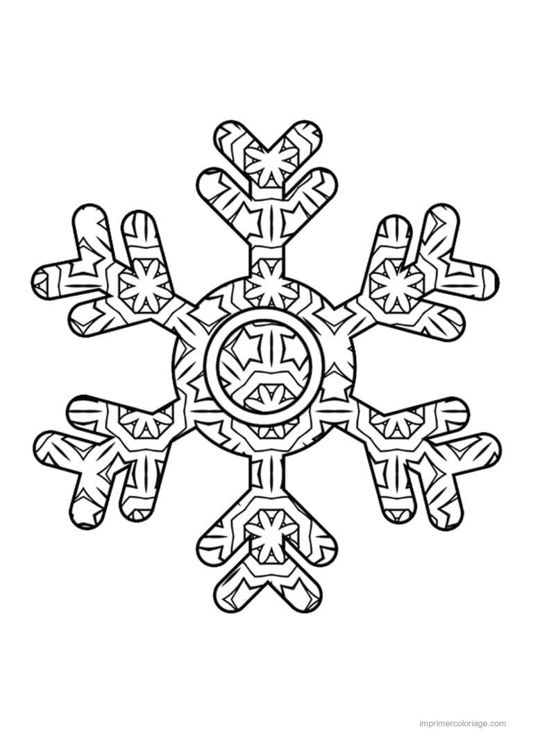 coloriage coloriage hiver mandala flocon cercle central motifs - dessin gratuit &agrave; imprimer