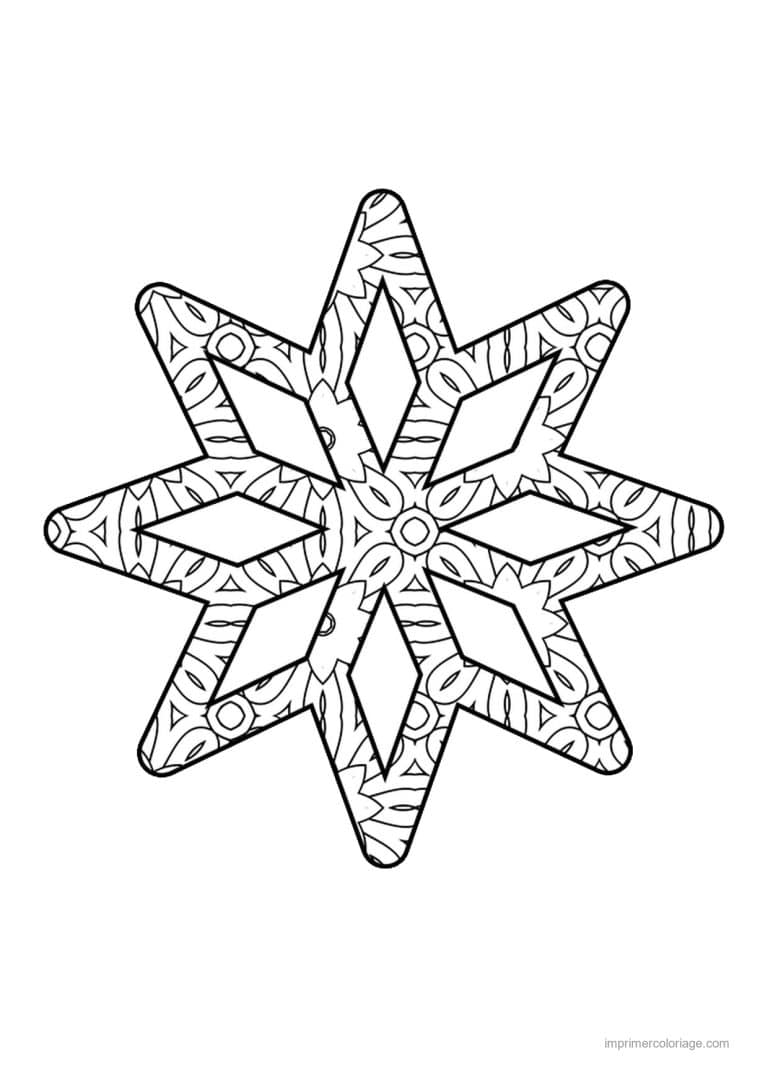 coloriage coloriage hiver mandala flocon etoile six pointes - dessin gratuit &agrave; imprimer