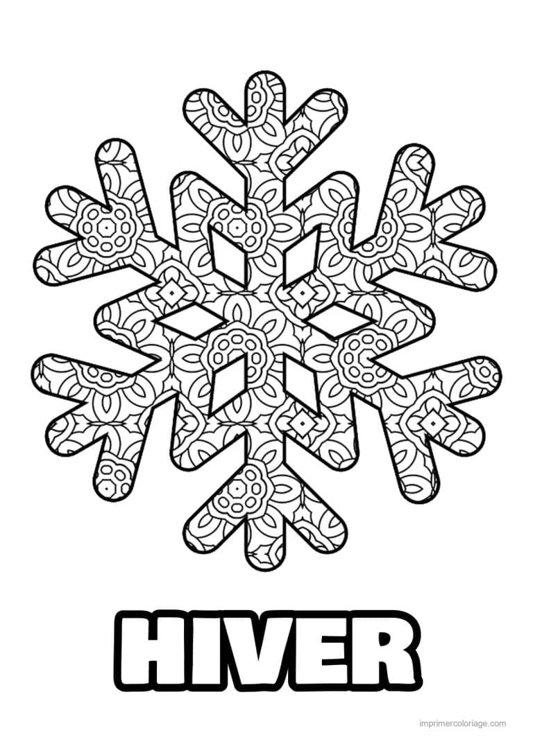 coloriage coloriage hiver mandala flocon motifs floraux - dessin gratuit &agrave; imprimer