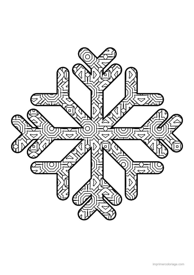 coloriage coloriage hiver mandala flocon motifs geometriques fins - dessin gratuit &agrave; imprimer
