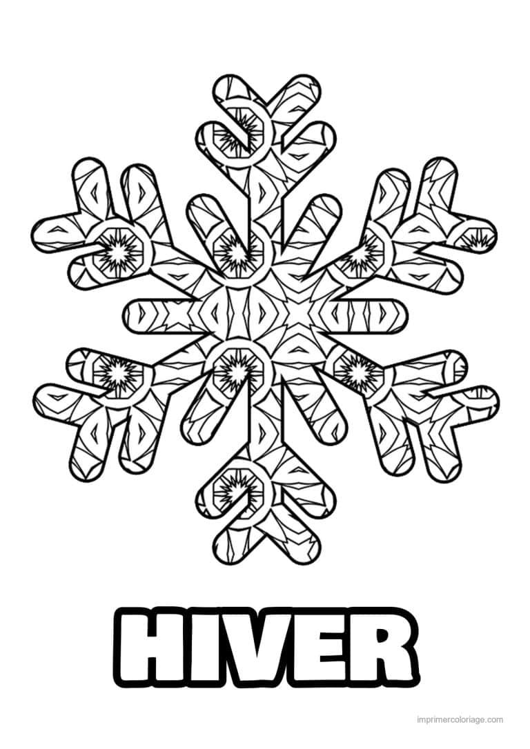 coloriage coloriage hiver mandala flocon motifs ronds detailles - dessin gratuit &agrave; imprimer
