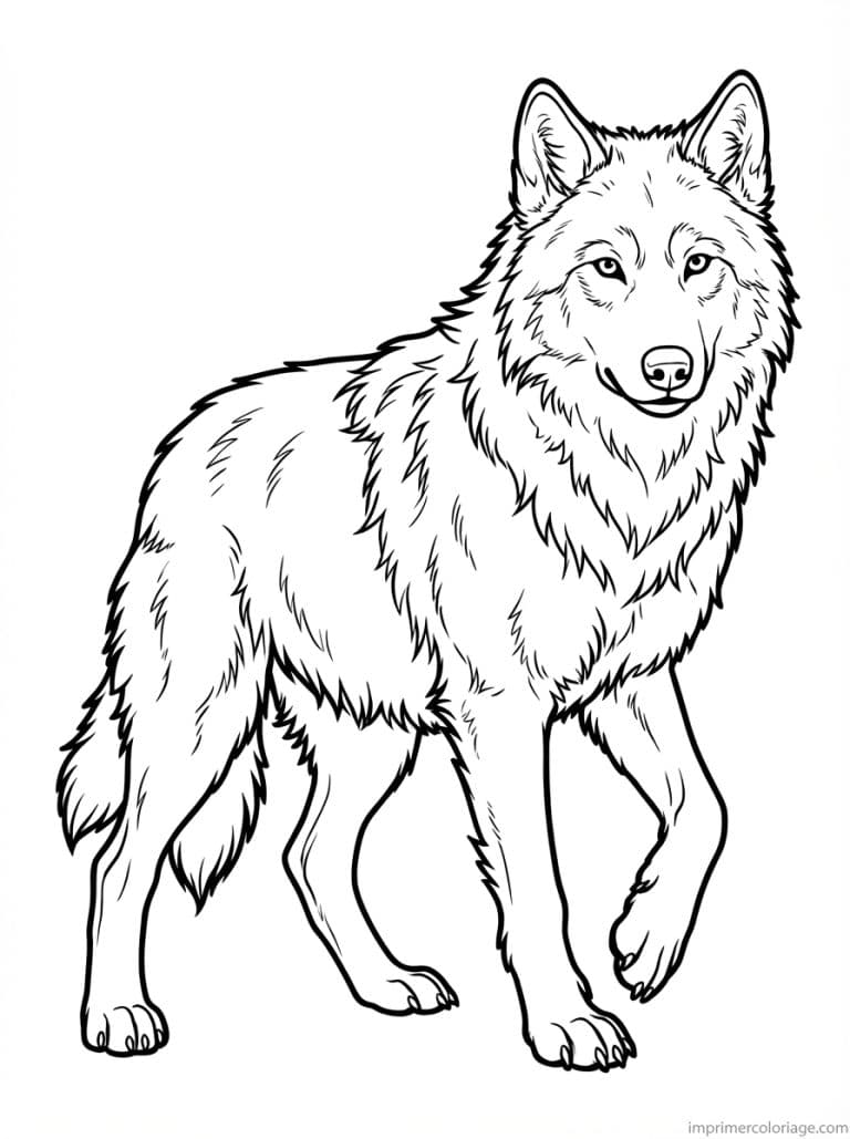coloriage loup alerte patte - dessin gratuit &agrave; imprimer