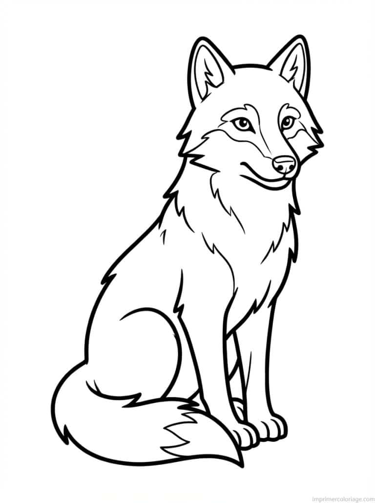 coloriage loup assis - dessin gratuit &agrave; imprimer