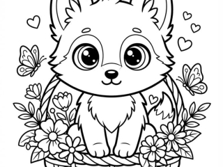 coloriage loup bebe cute panier à imprimer coloriage loup bebe cute panier - dessin gratuit à imprimer