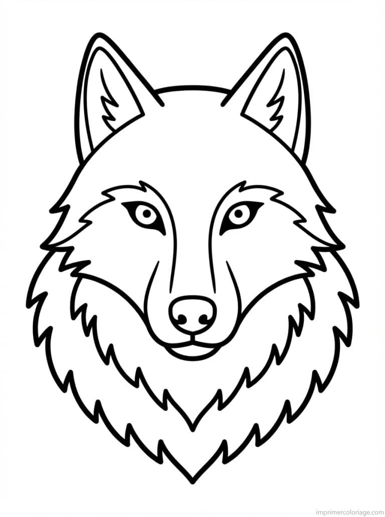 coloriage loup face regard - dessin gratuit &agrave; imprimer
