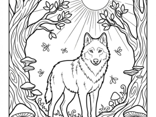 coloriage loup foret enchantee nuit à imprimer coloriage loup foret enchantee nuit - dessin gratuit à imprimer