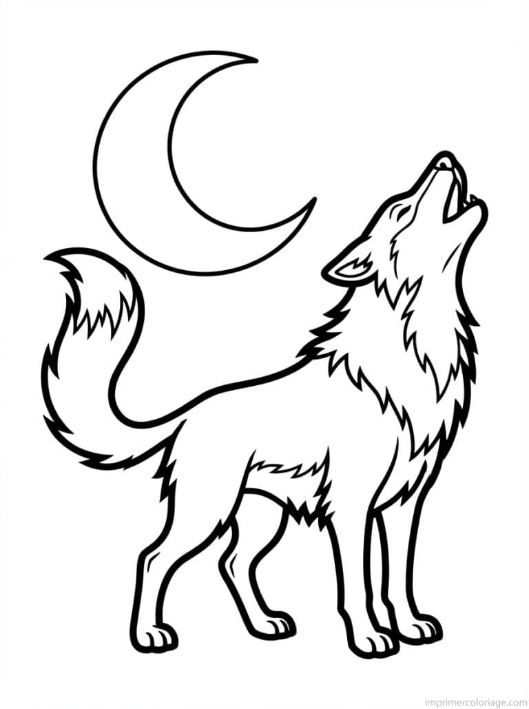 coloriage loup hurle - dessin gratuit &agrave; imprimer