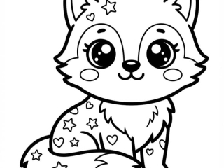 coloriage loup kawaii etoiles à imprimer coloriage loup kawaii etoiles - dessin gratuit à imprimer