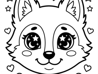 coloriage loup kawaii visage à imprimer coloriage loup kawaii visage - dessin gratuit à imprimer