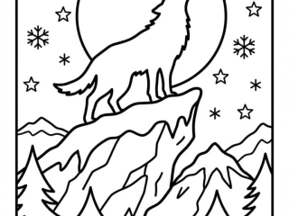 coloriage loup lune montagne neige à imprimer coloriage loup lune montagne neige - dessin gratuit à imprimer