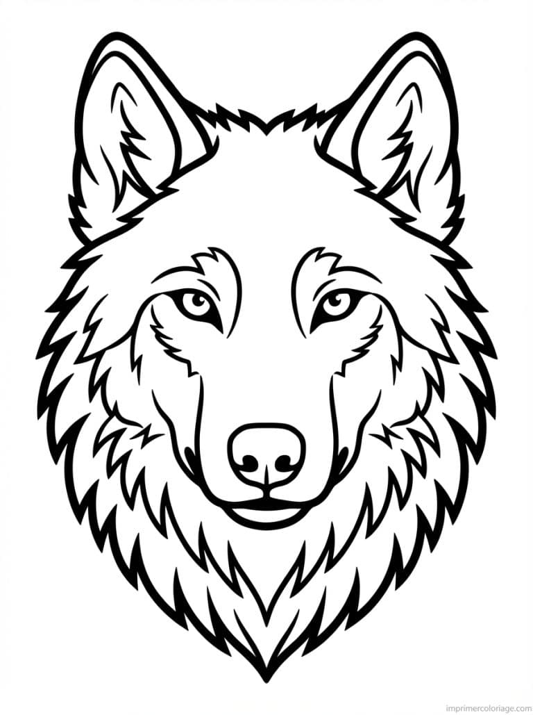 coloriage loup portrait visage - dessin gratuit &agrave; imprimer