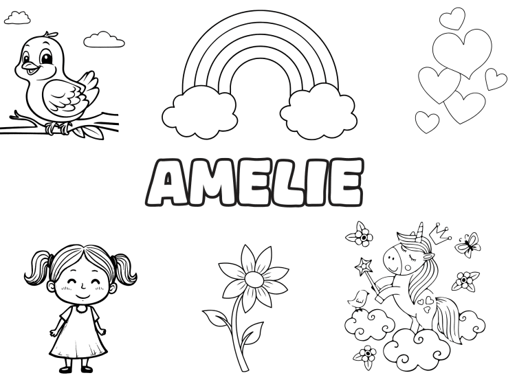 prenom am&eacute;lie - dessin gratuit &agrave; imprimer