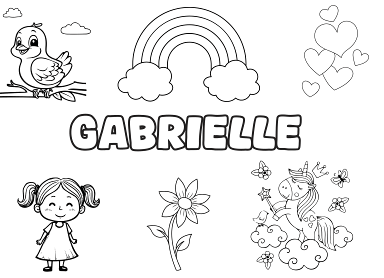 Coloriage prenom gabrielle - dessin gratuit &agrave; imprimer