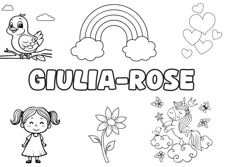 Coloriage prenom giullia rose - dessin gratuit &agrave; imprimer