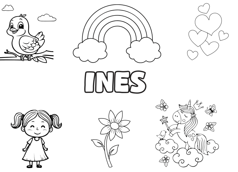Coloriage prenom ines - dessin gratuit &agrave; imprimer