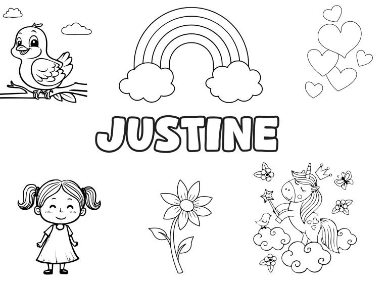 prenom justine - dessin gratuit &agrave; imprimer
