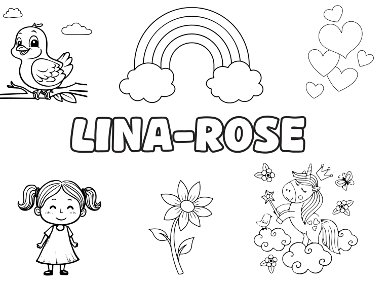 Coloriage prenom lina rose - dessin gratuit &agrave; imprimer