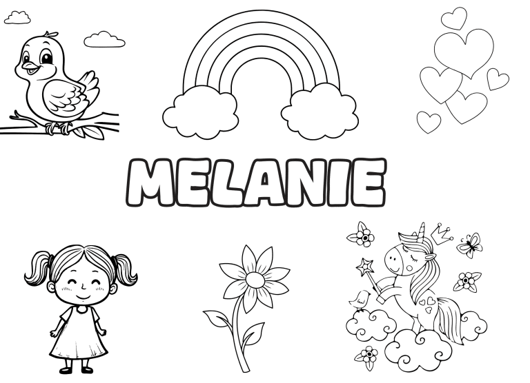 prenom m&eacute;lanie - dessin gratuit &agrave; imprimer