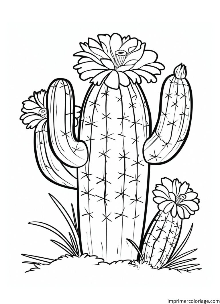 Coloriage cactus désert mexique à imprimer Coloriage cactus désert mexique - dessin gratuit à imprimer
