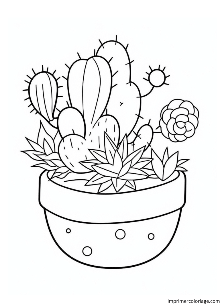 Coloriage cactus en pot à imprimer Coloriage cactus en pot - dessin gratuit à imprimer