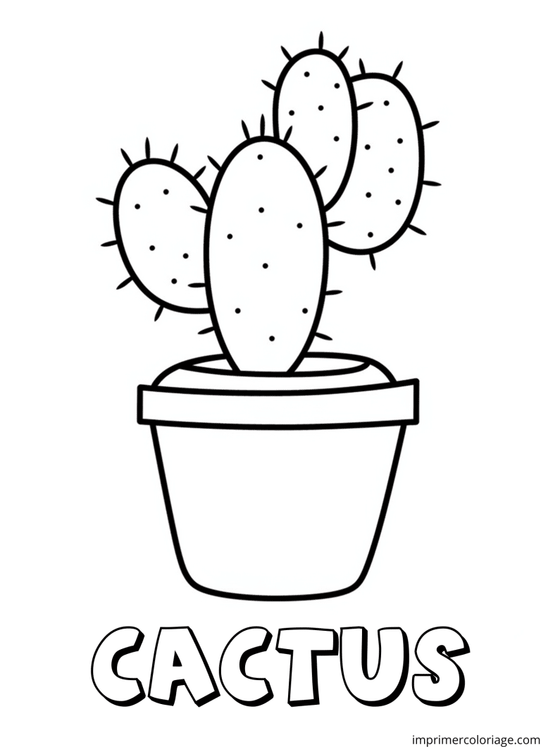 Coloriage cactus en pot avec épines à imprimer Coloriage cactus en pot avec épines - dessin gratuit à imprimer