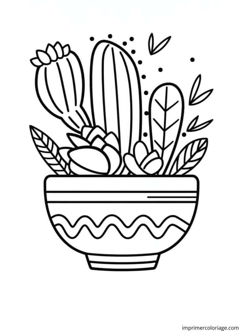 Coloriage cactus en pot mandala débutant à imprimer Coloriage cactus en pot mandala débutant - dessin gratuit à imprimer