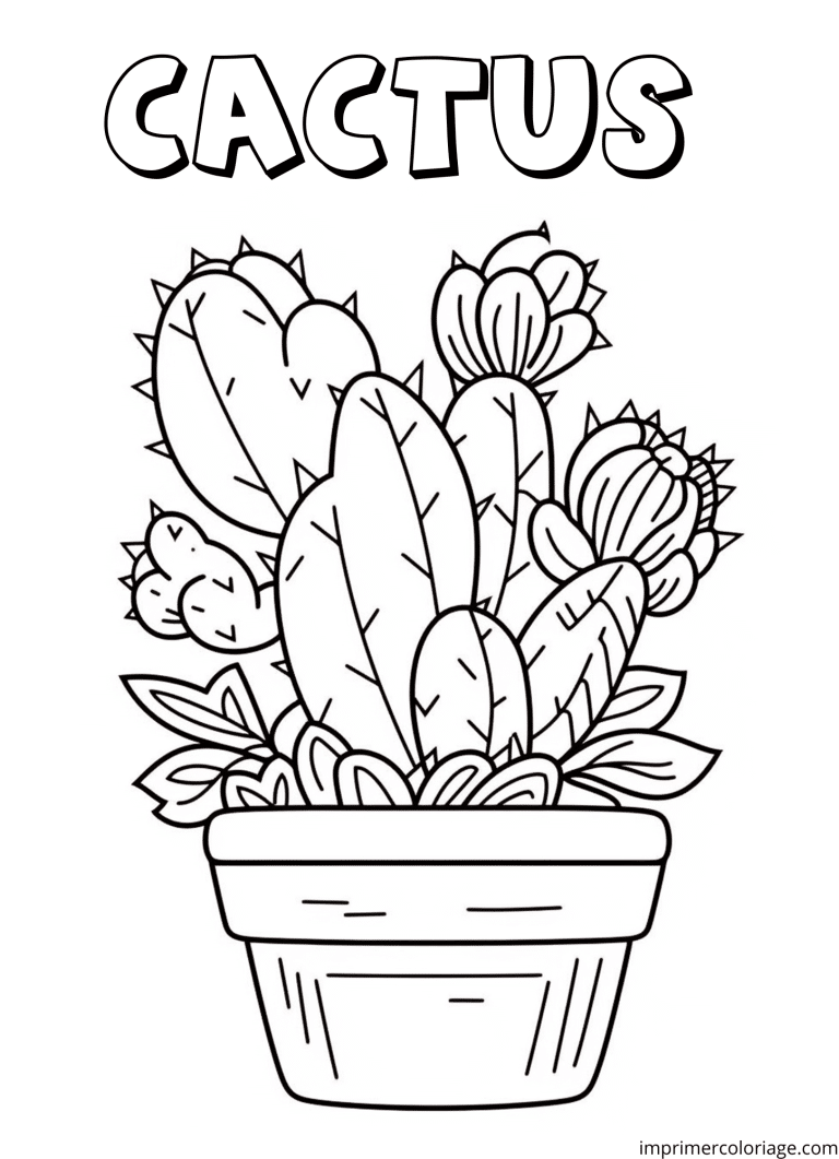 Coloriage cactus mexicain pot à imprimer Coloriage cactus mexicain pot - dessin gratuit à imprimer